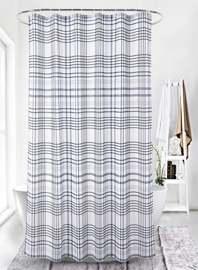 YOSTEV Plaid Grey Bathroom Fabric Shower Curtain with Hooks,Decorative Bathroom Accessories,Water Proof,Reinforced Metal Grommets 72x72 inches - Image 2