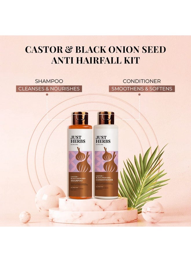 Just Herbs Anti Hairfall Control Kit (Shampoo 100Ml+Conditioner100Ml) With Goodness Of Natural Vitamin E, Bhringraj & Black Onion Seed For Shiny, Smooth Hair - All Hair Types  - Image 2