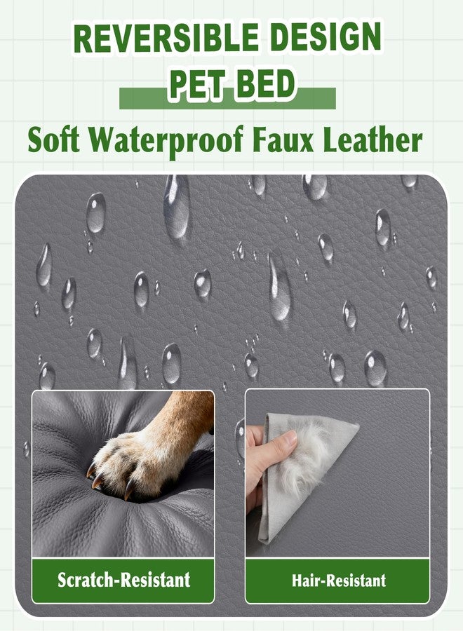 Vonabem Outdoor Waterproof Dog Bed Washable, XXL Crate Pad 48 Inch, Wipeable Leather Extra Large Pet Bed with Removable Cover Reversible, Foam Anti-Slip Kennel Pads 47"x29" Grey - Image 2