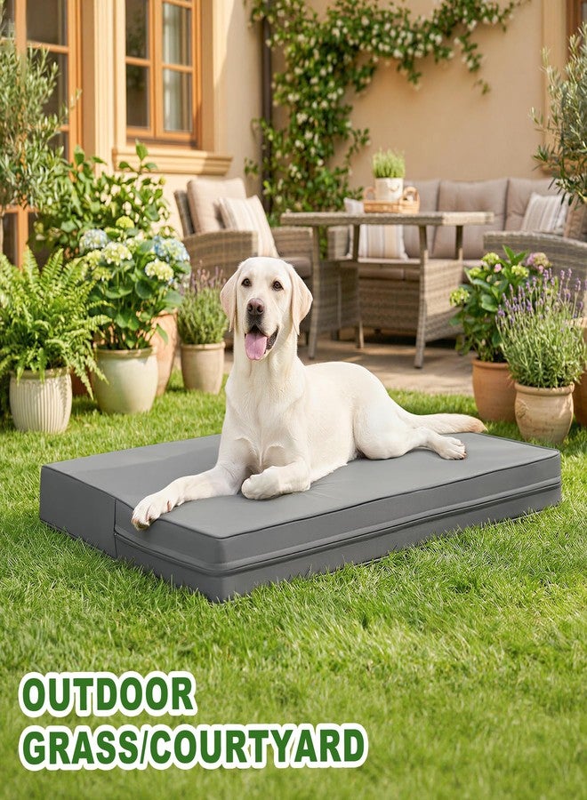 Vonabem Outdoor Waterproof Dog Bed Washable, XXL Crate Pad 48 Inch, Wipeable Leather Extra Large Pet Bed with Removable Cover Reversible, Foam Anti-Slip Kennel Pads 47"x29" Grey - Image 4