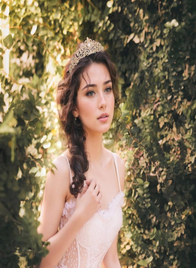 Dayofun Gold Crown Tiara for Women & Girls - Crystal Princess Crown for Birthday, Prom, Wedding & Party - Rhinestone Headband - Image 5