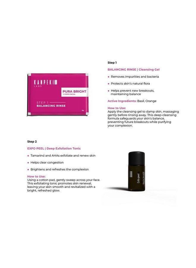 Kanpeki Pura Bright 7-Step Facial Kit With Algae Peel-Off Mask | Purifying, Clearing & Whitening | Deep Cleansing & Skin Brightening - Image 4