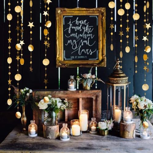 Decor365 Gold Star Garlands Decorations Hanging Twinkle Little Star Birthday Baby Shower Graduation Party Decor Christmas New Year Eve Banner Moon Stars Starry Night Ramadan Celestial Theme Backdrop - Image 5