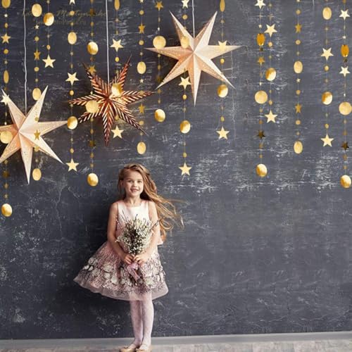 Decor365 Gold Star Garlands Decorations Hanging Twinkle Little Star Birthday Baby Shower Graduation Party Decor Christmas New Year Eve Banner Moon Stars Starry Night Ramadan Celestial Theme Backdrop - Image 4