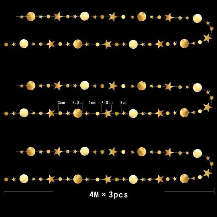 Decor365 Gold Star Garlands Decorations Hanging Twinkle Little Star Birthday Baby Shower Graduation Party Decor Christmas New Year Eve Banner Moon Stars Starry Night Ramadan Celestial Theme Backdrop - Image 3