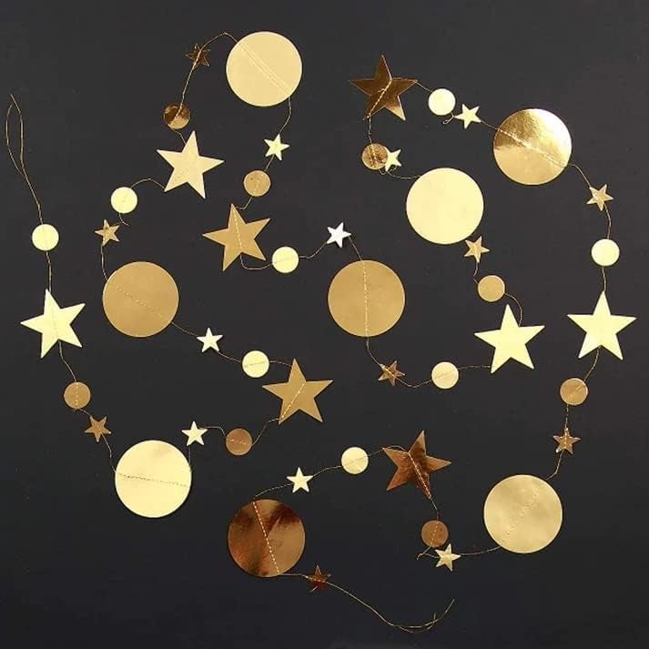 Decor365 Gold Star Garlands Decorations Hanging Twinkle Little Star Birthday Baby Shower Graduation Party Decor Christmas New Year Eve Banner Moon Stars Starry Night Ramadan Celestial Theme Backdrop - Image 2