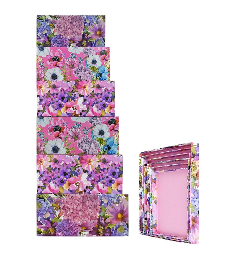 ALEF Elegant Watercolor Decorative Themed Extra Large Nesting Gift Boxes 6 Boxes Nesting Boxes Beautifully Themed and Decorated Perfect for Gifts or Simple Decoration Around The House