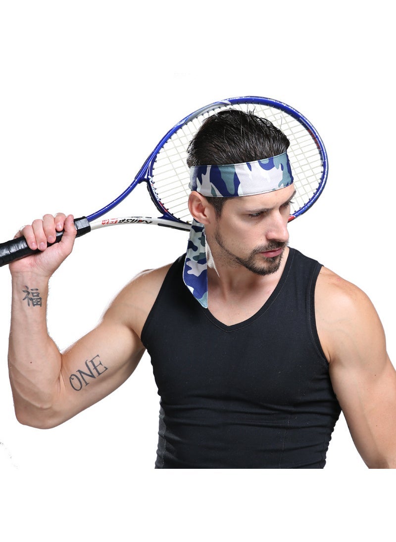 Generic Mens and Womens Sports Headband Running Headband Yoga Hair Band Fitness Sweat-absorbent Headband Strap Headband Blue camouflage (short) 