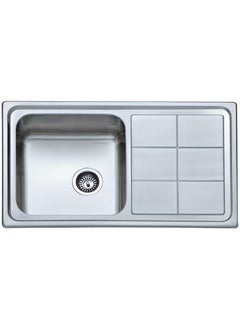 milano Kitchen Sink High Grade Inset Single Bowl And Single Drainer Stainless Steel Single Bowl Kitchen Sink For Bathroom Kitchens L 86 X W 50 X H 20 Cm Chrome  - Image 2