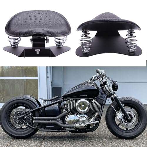 Rich Choices Black Crocodile Leather Solo Seat with Spring Bracket Kit Compatible with Harley Davidson Sportster XL 1200 883 48 Chopper Bobber Seats Custom - Image 5