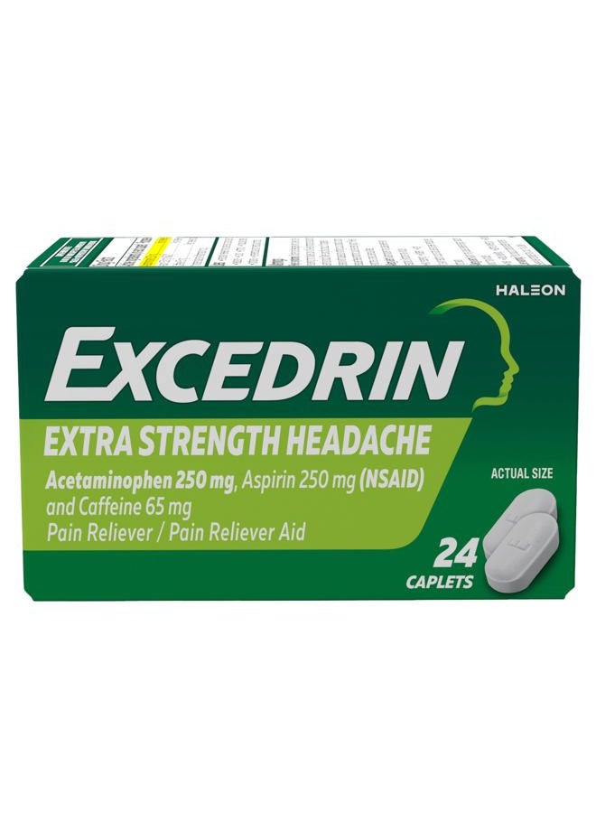 EXCEDRIN أقراص قوية إضافية لتخفيف آلام الصداع، 24 حبة - Image 1