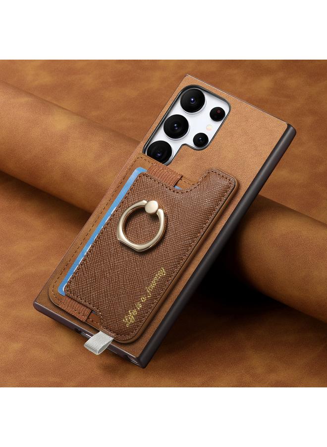 S-TOP Case For Samsung Galaxy S24 Ultra 5G Retro Cross Leather Ring Horizontal Insert Card Bag MagSafe Phone Case - Image 5