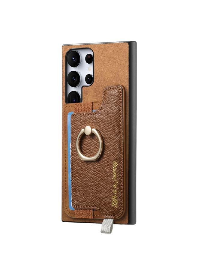 S-TOP Case For Samsung Galaxy S24 Ultra 5G Retro Cross Leather Ring Horizontal Insert Card Bag MagSafe Phone Case - Image 2