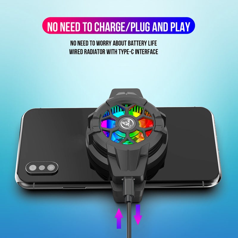Semiconductor Cooling Fan: Compact Black Turbo Fan With Rapid Cooling Low Noise - Colorful Lighting Plug And Play Gaming Accessory For Mobile Gaming Enthusiasts - Image 2