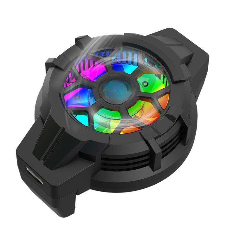 Semiconductor Cooling Fan: Compact Black Turbo Fan With Rapid Cooling Low Noise - Colorful Lighting Plug And Play Gaming Accessory For Mobile Gaming Enthusiasts - Image 1