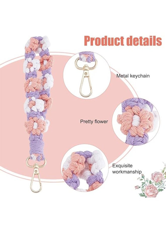 إم إكس إن 3 سلاسل مفاتيح PCS، مكريم يدوية الصنع سلسلة مفاتيح الأزهار سوار، ديزي رينغ ملونة سلسلة مفاتيح منسوجة للفتيات النساء - Image 3
