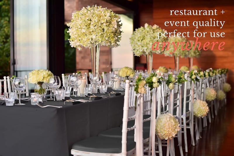 POMP Black 60 "" X 84 "" Poplin Polyester TableChloth (2 Pack) | تجاعيد + وصمة عار مقاومة سهلة العناية النسيج الممتاز | يناسب طاولة المستطيل 5 أقدام - Image 3