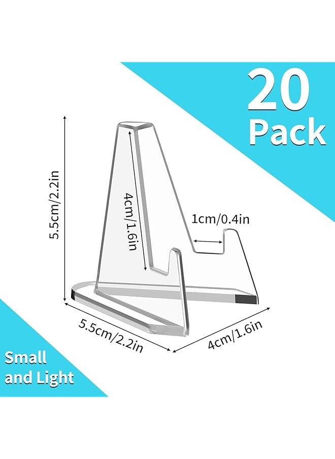 erorex - Card Display Stand 20 Pack Small Easel Stand Acrylic Picture Holder Stands For Challenge Coin Graded Card Sports Card Trading Card Psa Card Baseball Card 2.13 Inch Tall - Image 1