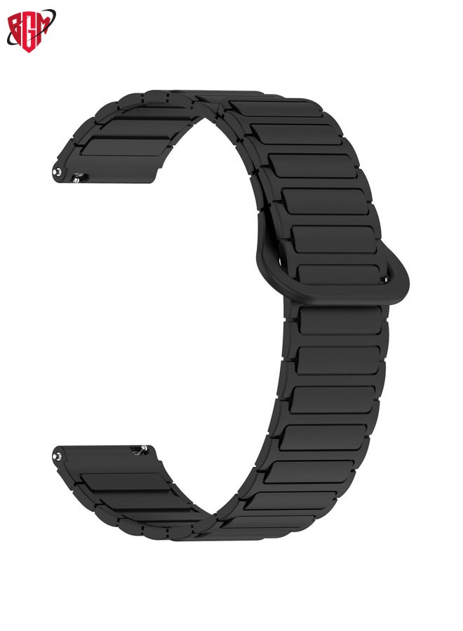 BGM For Amazfit Bip 5 / GTR 4 / GTR 3 Dual Color 22mm Magnetic Buckle Silicone Watch Band(Black)  - Image 2