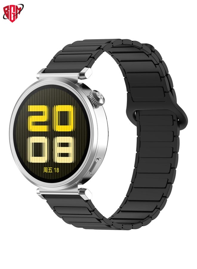 BGM For Amazfit Bip 5 / GTR 4 / GTR 3 Dual Color 22mm Magnetic Buckle Silicone Watch Band(Black)  - Image 1