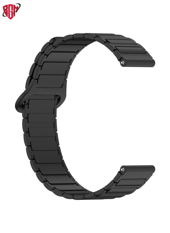 BGM For Amazfit Bip 5 / GTR 4 / GTR 3 Dual Color 22mm Magnetic Buckle Silicone Watch Band(Black)  - Image 3
