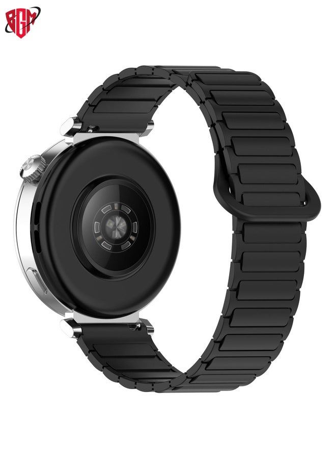 BGM For Amazfit Bip 5 / GTR 4 / GTR 3 Dual Color 22mm Magnetic Buckle Silicone Watch Band(Black)  - Image 4