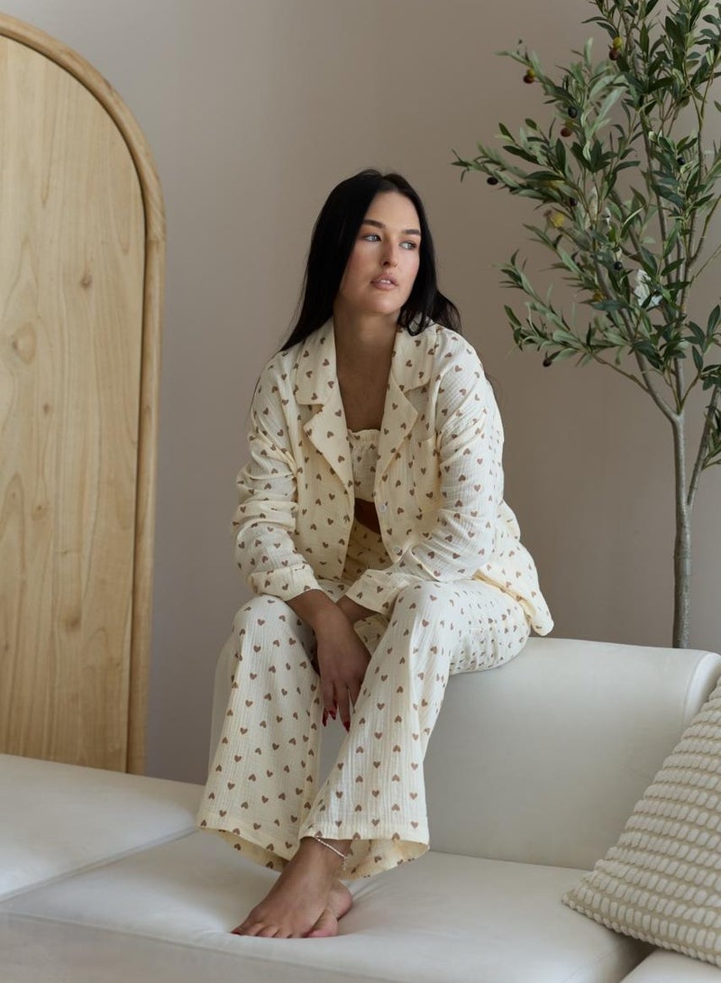 SOFT AND SPORTY Heart pajama 3 pieces set - Image 1