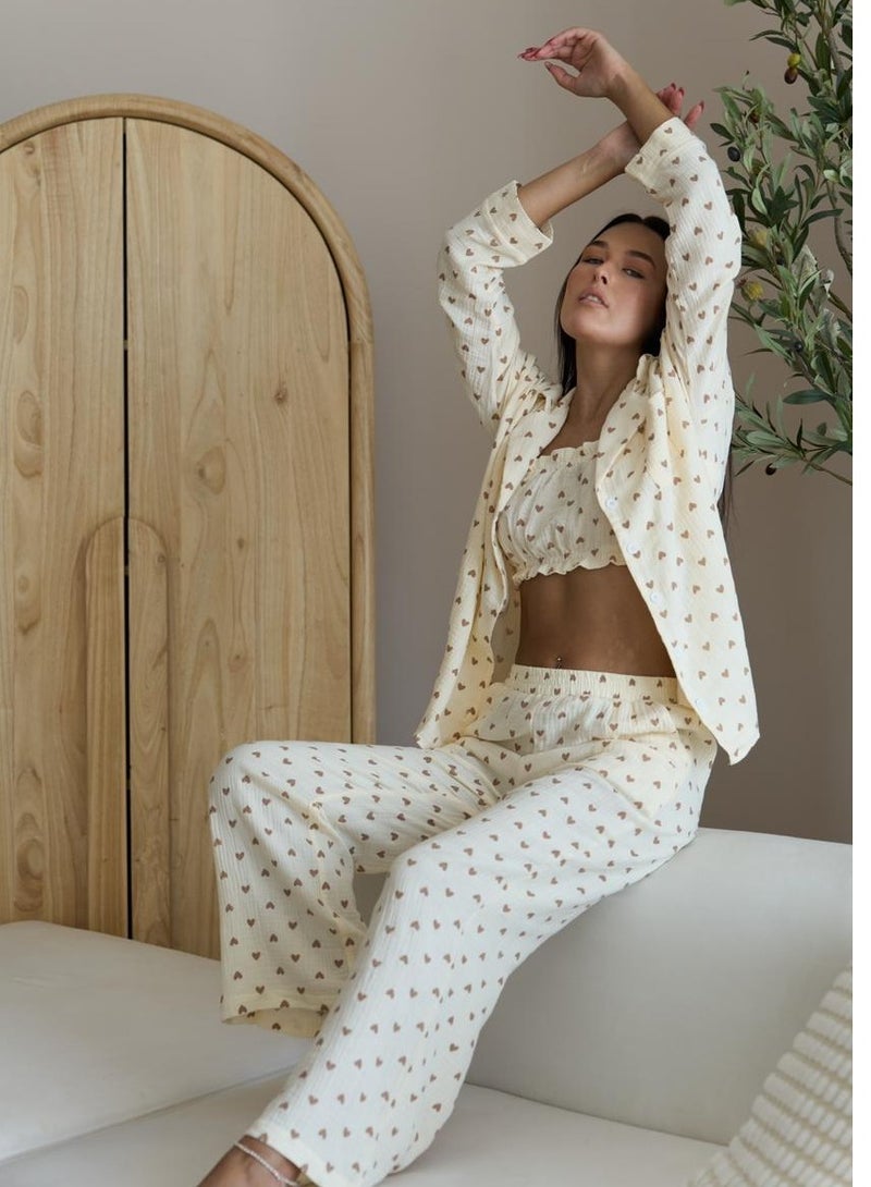 SOFT AND SPORTY Heart pajama 3 pieces set - Image 3