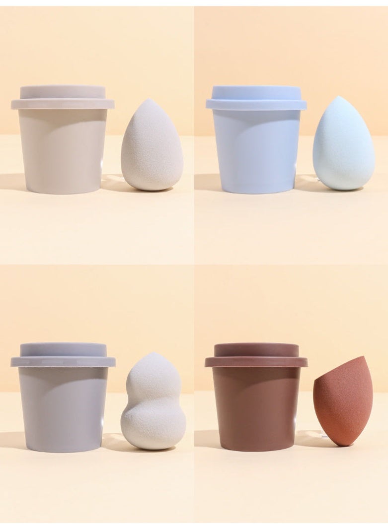4 PCS Makeup Sponge Setwith Coffee Cup Package, Super-Soft Foam Easily Blends Foundations and Creams,Reusable, Washable, Streak Free Application - Image 1