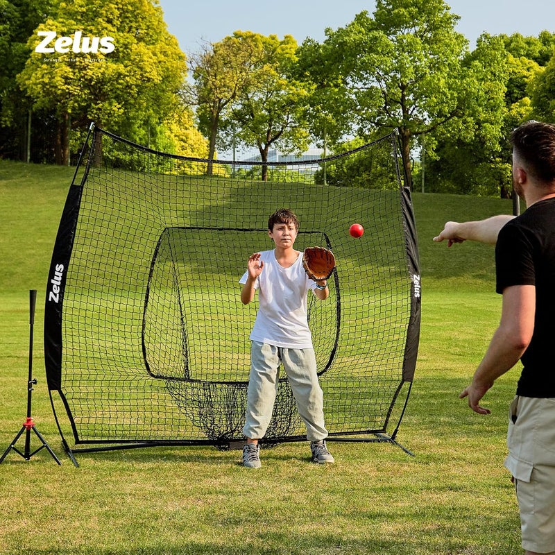 ZELUS 7×7 Baseball Net with Tee Kit, Portable Baseball Net for Hitting and Pitching, Softball Net with Tee, Carry Bag & Weighted Baseball - Image 5