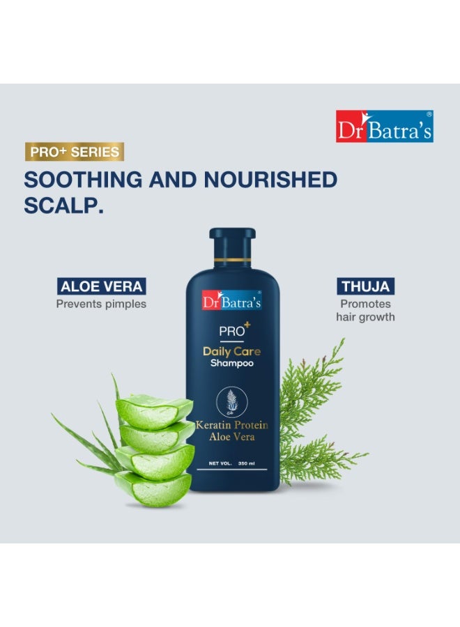 Dr Batra's® PRO+ Daily Care Shampoo| With Aloevera & Keratin Protein|Mild Shampoo, Sulphate & Paraben Free|Daily Care Natural Protein Shampoo, protects from daily tear|Suitable for Men & Women, 350ml - Image 3