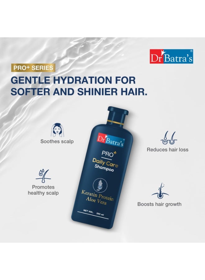 Dr Batra's® PRO+ Daily Care Shampoo| With Aloevera & Keratin Protein|Mild Shampoo, Sulphate & Paraben Free|Daily Care Natural Protein Shampoo, protects from daily tear|Suitable for Men & Women, 350ml - Image 2