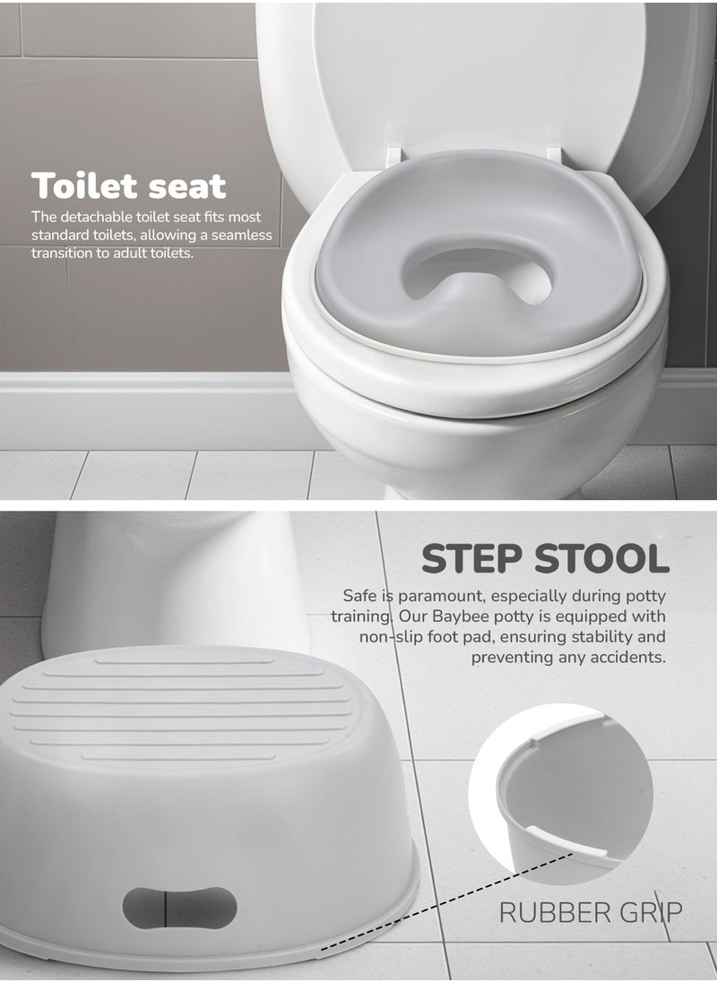 BAYBEE - Baybee 3 in 1 Nando Baby Potty Seat For Kids, Baby Potty Training Seat Chair With Splash Guard & Potty Step Stool for Toddlers Kids Western Toilet Seat Potty Seat For 0 to 5 Years Boy Girl Grey - Image 1