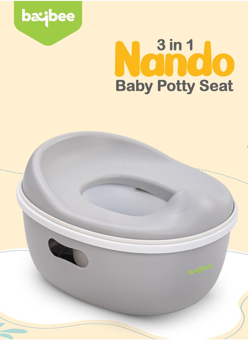 BAYBEE - Baybee 3 in 1 Nando Baby Potty Seat For Kids, Baby Potty Training Seat Chair With Splash Guard & Potty Step Stool for Toddlers Kids Western Toilet Seat Potty Seat For 0 to 5 Years Boy Girl Grey - Image 1