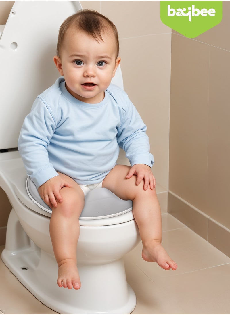 BAYBEE - Baybee 3 in 1 Nando Baby Potty Seat For Kids, Baby Potty Training Seat Chair With Splash Guard & Potty Step Stool for Toddlers Kids Western Toilet Seat Potty Seat For 0 to 5 Years Boy Girl Grey - Image 1