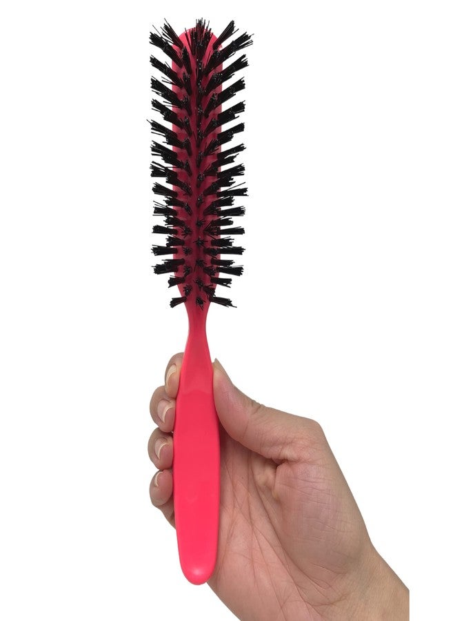 Styling Gear Detangling Hair Brush Nylon Bristles 7 Row Teasing Womens Brush For Thick Hair Small Travel Hairbrush Brush For Hair 1 Pcs. (Pink) - Image 1
