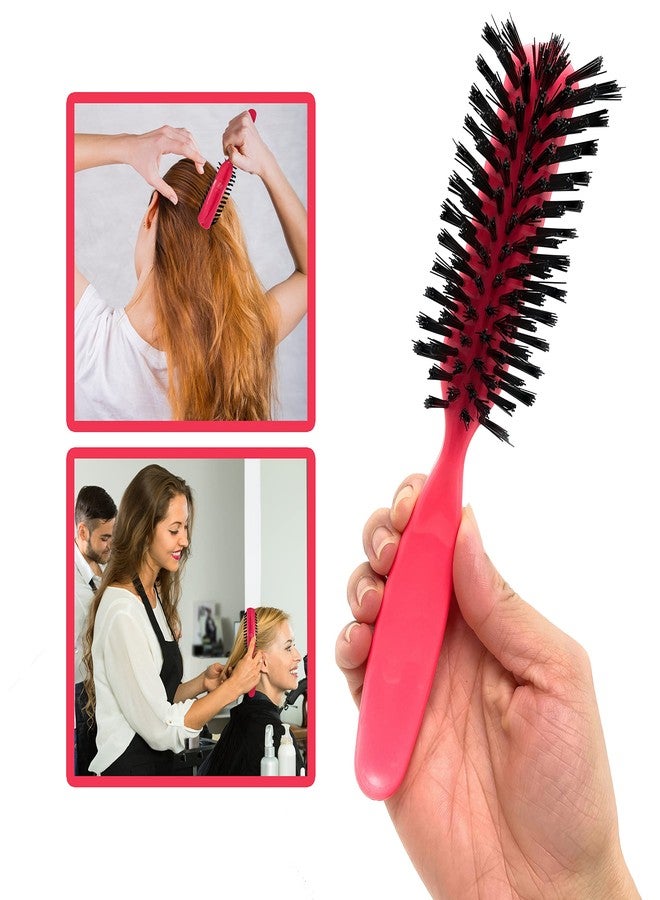 Styling Gear Detangling Hair Brush Nylon Bristles 7 Row Teasing Womens Brush For Thick Hair Small Travel Hairbrush Brush For Hair 1 Pcs. (Pink) - Image 4