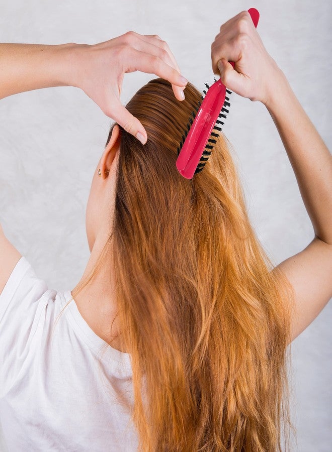Styling Gear Detangling Hair Brush Nylon Bristles 7 Row Teasing Womens Brush For Thick Hair Small Travel Hairbrush Brush For Hair 1 Pcs. (Pink) - Image 5