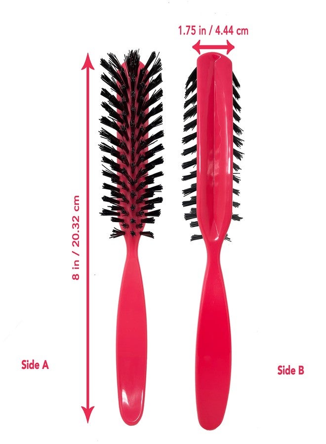 Styling Gear Detangling Hair Brush Nylon Bristles 7 Row Teasing Womens Brush For Thick Hair Small Travel Hairbrush Brush For Hair 1 Pcs. (Pink) - Image 3