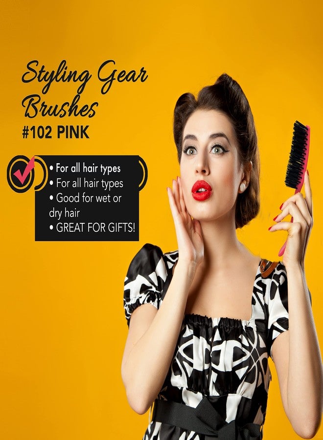 Styling Gear Detangling Hair Brush Nylon Bristles 7 Row Teasing Womens Brush For Thick Hair Small Travel Hairbrush Brush For Hair 1 Pcs. (Pink) - Image 2