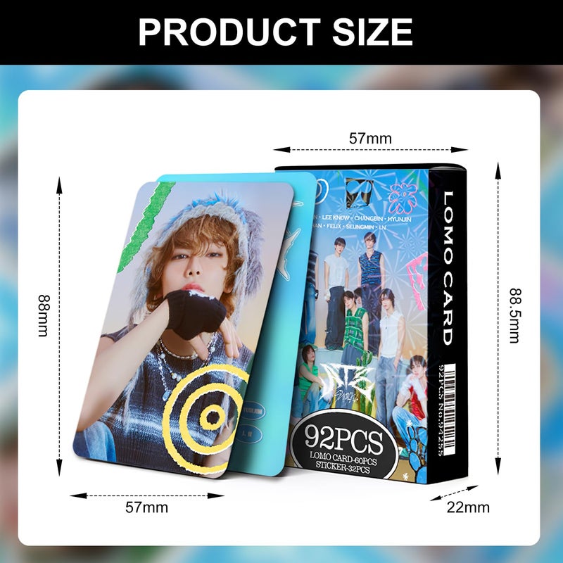 CoolShef مجموعة بطاقات فوتوغرافية من StrayKids تتكون من 92 ورقة مع ملصقات، ورق نحاسي لبطاقات فوتوغرافية من Stray Kids لمحبيهم، مثالية للألبومات وكتب القصاصات - Image 2