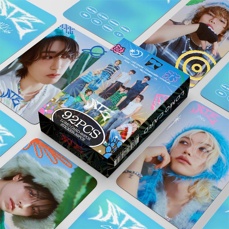 CoolShef مجموعة بطاقات فوتوغرافية من StrayKids تتكون من 92 ورقة مع ملصقات، ورق نحاسي لبطاقات فوتوغرافية من Stray Kids لمحبيهم، مثالية للألبومات وكتب القصاصات - Image 4