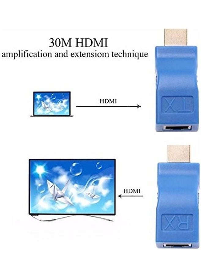 ELTRAZONE 2-Piece HDMI Extender Adapter Set in Blue – Extend HDMI Signal Transmission Over Long Distances, High-Speed HDMI 1.4 Compatible, Plug & Play, Supports Full HD 1080p, Ideal for Home Theater, Gaming, Projectors, TVs, Reliable & Durable Design  - Image 3