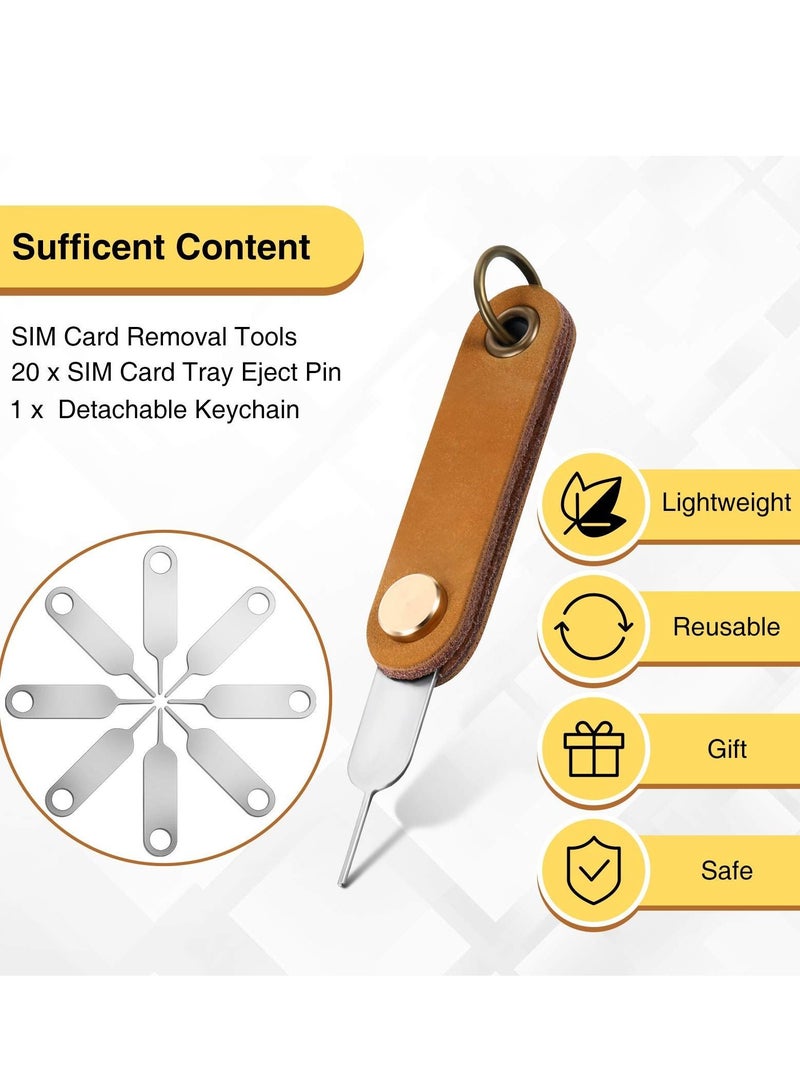 20 Pieces SIM Card Removal Tools Universal Tray Eject Pin Ejector Tool with 1 Detachable Keychain Charm for Smart Phones and Tablets - Image 3