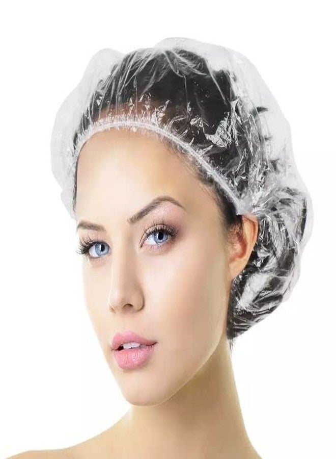 Calitate24 50Pcs Disposable Shower Caps, Clear Hair SPa Cap Large Thick Waterproof Bath Caps for Women, Hotel Travel Hair Dressing Caps - Image 1