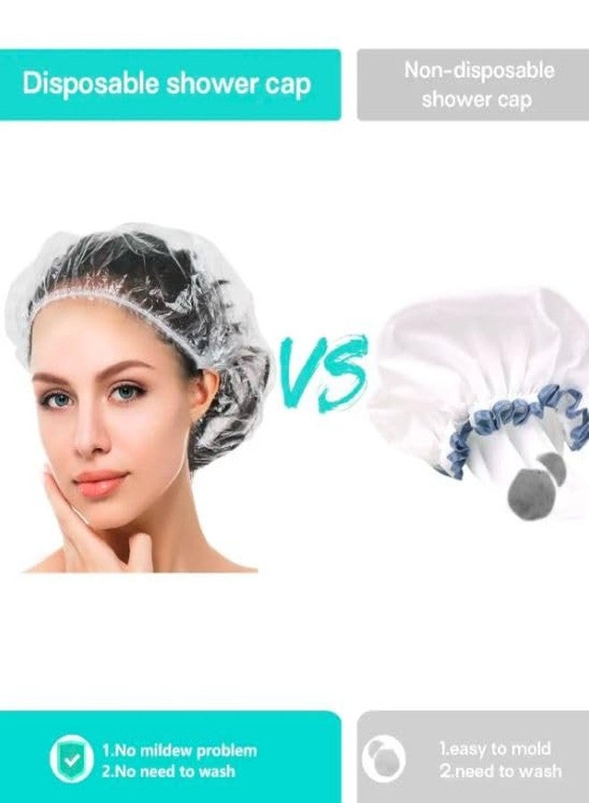 Calitate24 50Pcs Disposable Shower Caps, Clear Hair SPa Cap Large Thick Waterproof Bath Caps for Women, Hotel Travel Hair Dressing Caps - Image 3