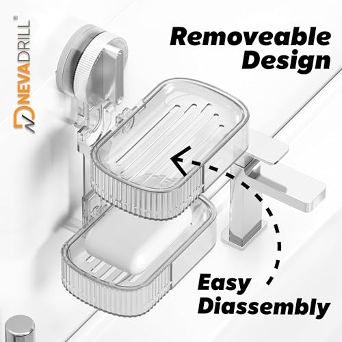 NEVADRILL Vacuum Sucker Soap Box – Punch-Free Wall Mounted Soap Holder for Bathroom & Kitchen, No-Drill Suction Cup Design [ND-1002SG] - Image 5
