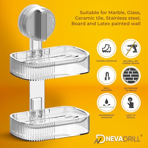 NEVADRILL Vacuum Sucker Soap Box – Punch-Free Wall Mounted Soap Holder for Bathroom & Kitchen, No-Drill Suction Cup Design [ND-1002SG] - Image 3
