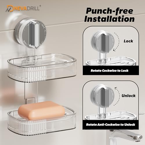 NEVADRILL Vacuum Sucker Soap Box – Punch-Free Wall Mounted Soap Holder for Bathroom & Kitchen, No-Drill Suction Cup Design [ND-1002SG] - Image 2