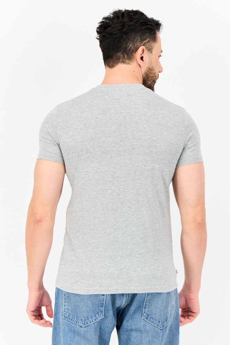 Aquascutum Men Round Neck Short Sleeves Graphic Print T-Shirt, Grey - Image 3